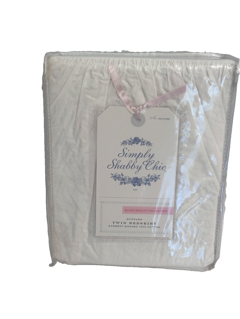 Rachel Ashwell Simply Shabby Chic White Ruffled TWIN Bedskirt BLUSH BEAUTY NEW